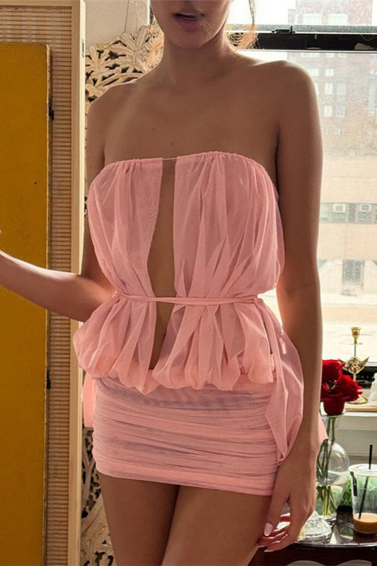 Minivestido sexy con cuello en V, halter y sin espalda