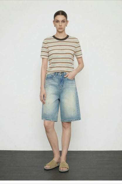 Vintage Wash Straight Cutoff Shorts