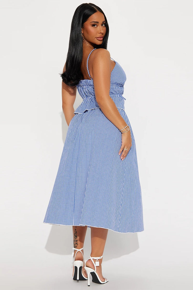 Conjunto de falda vendaje con cordones y top corto sin espalda