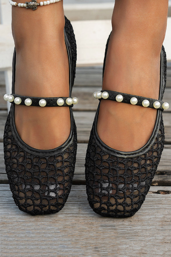 Stylish Hollowed-out Mesh Square Toe Flat Casual Shoes