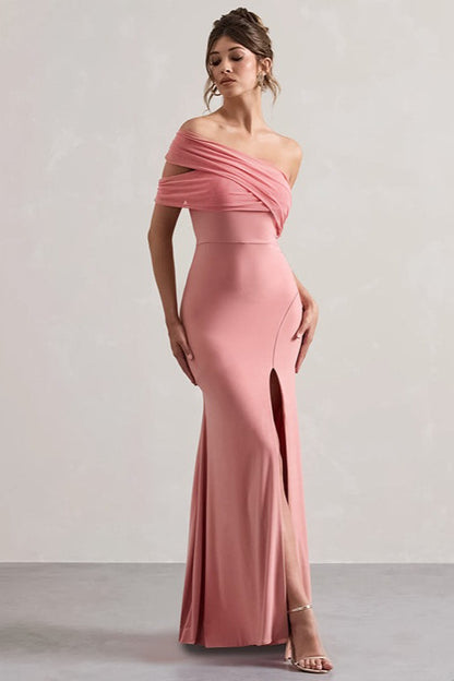 Vestido de noche asimétrico de malla