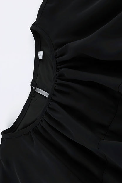 Minivestido Elegante con Capa de Volantes y Manga Media
