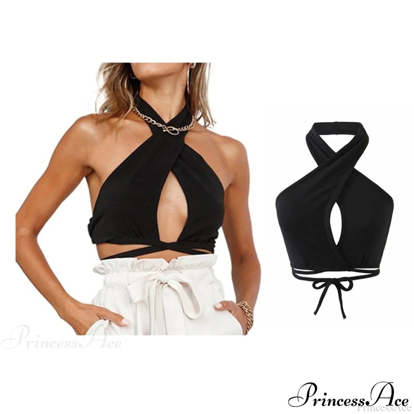 Backless Sleeveless Spaghetti Strap Halter Camis