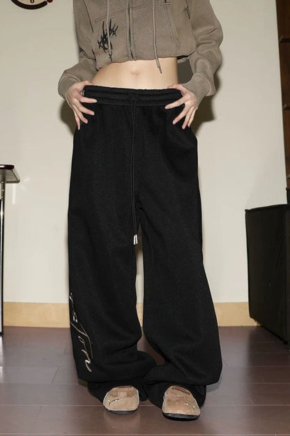 Pantalones de chándal anchos con letras de Hip Hop