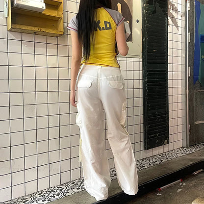 Baggy Cargo Drawstring Wide Leg Pants