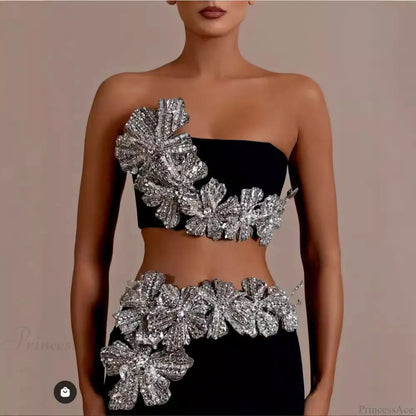 Bandage Dress Set with Rhinestone Details Prom Dress
