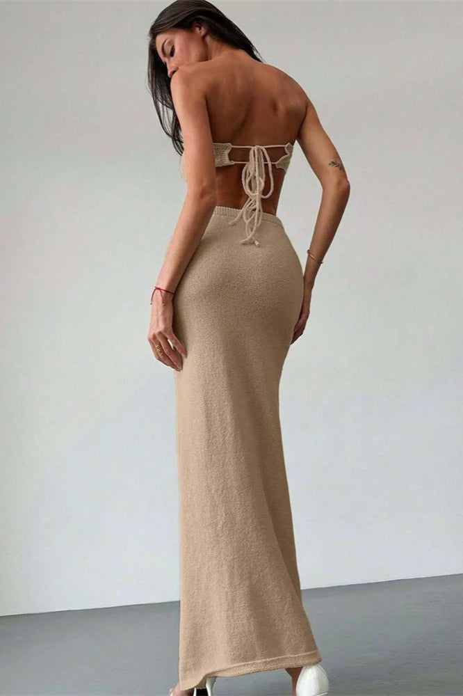 Vestido Bohemio con Top Tubo de Punto y Parches Florales