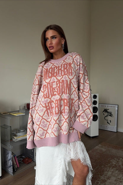 Vintage Letter Print Street Style Sweater