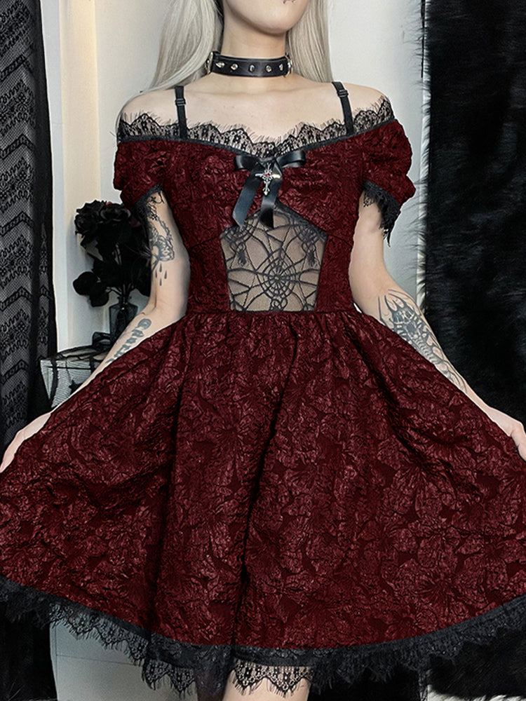 Mini Party Aesthetic One Shoulder Strap  Lace Cutouts Elegant A-Line High Waist Prom Y2K Grunge Clubwear Dress