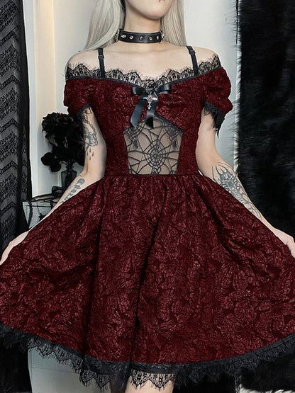 Mini Party Aesthetic One Shoulder Strap  Lace Cutouts Elegant A-Line High Waist Prom Y2K Grunge Clubwear Dress