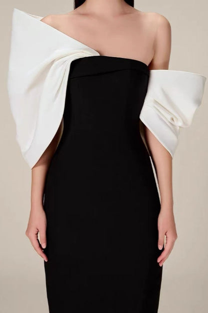 Vestido formal de cintura alta con lazo grande