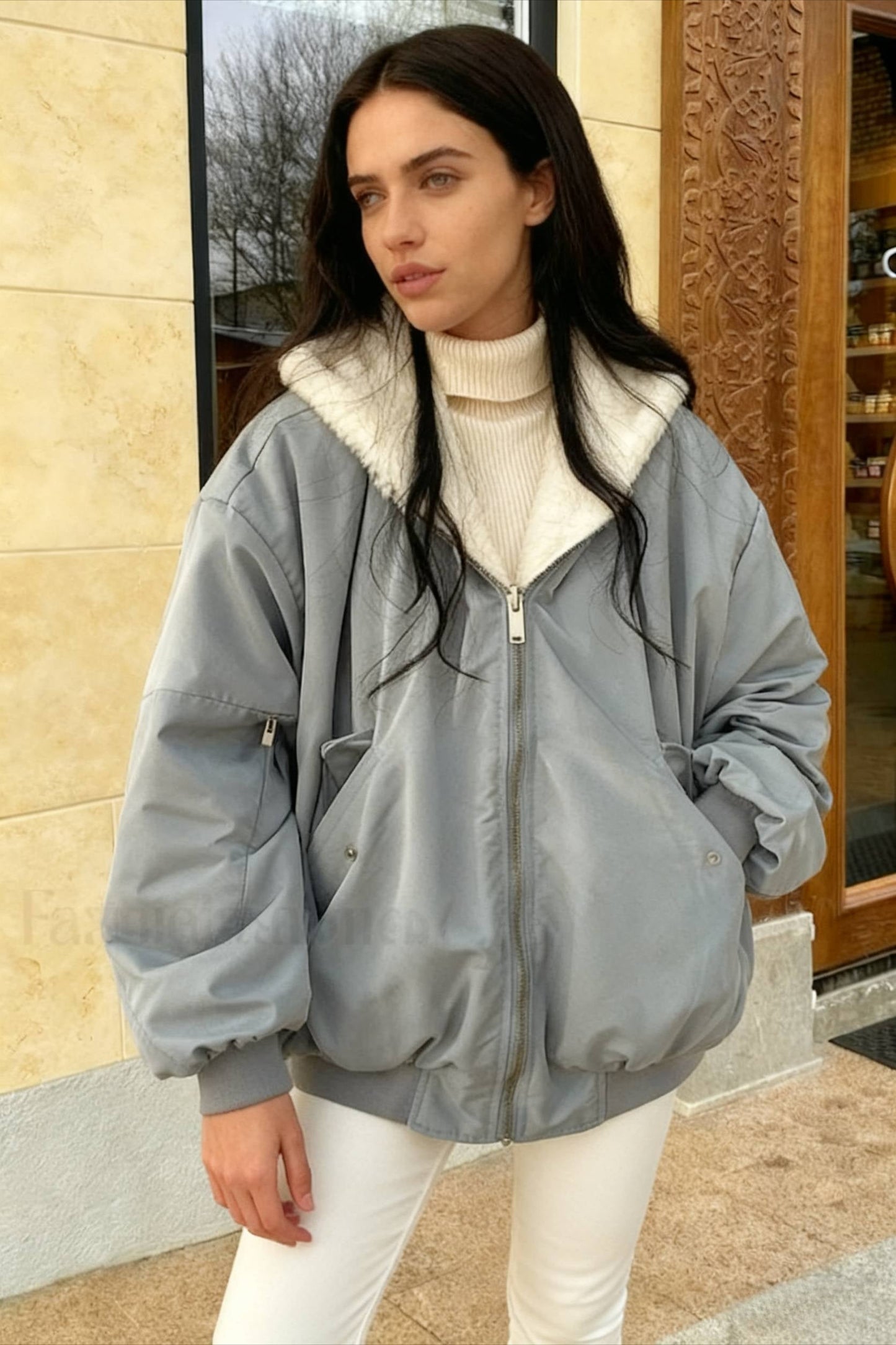 Reversible Oversize Fleece Hooded Jacket