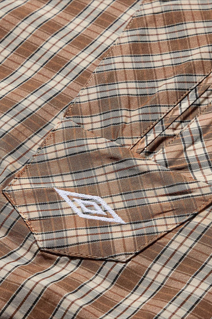 Sudadera con capucha de cuadros escoceses vintage y media tapeta con máscara