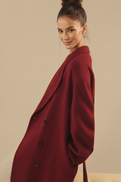 Double Faced Wool Double Breasted Long Handmade Overcoat