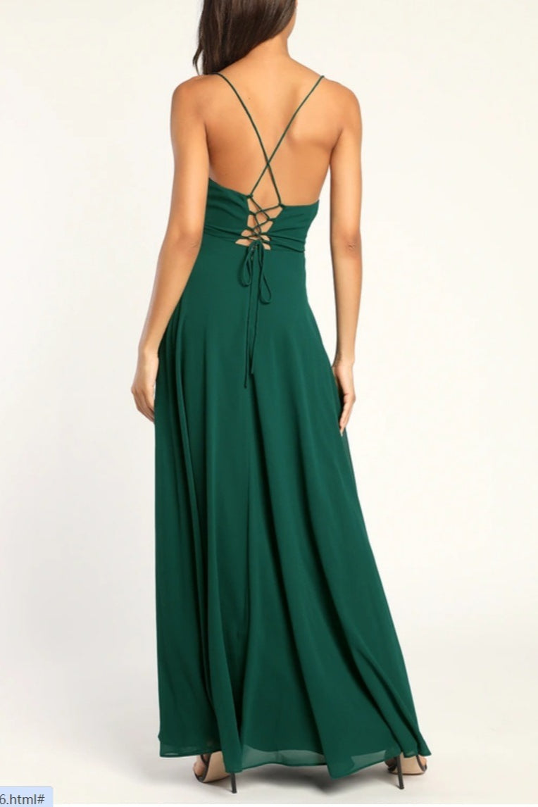 Vestido largo de fiesta halter sin espalda sexy