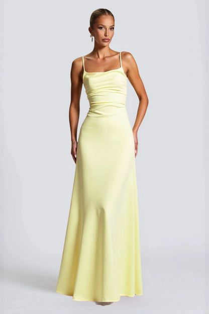 Belted Backless  Maxi Silk Dress