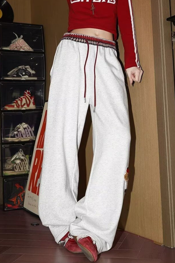 Pantalones de chándal rectos sueltos estampados