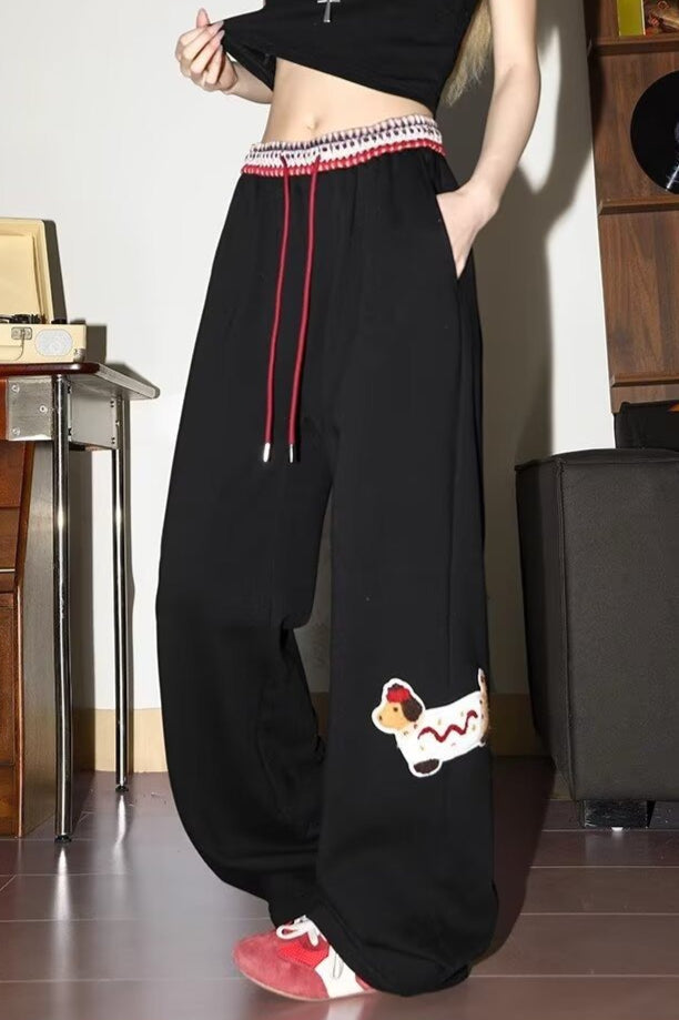 Pantalones de chándal rectos sueltos estampados
