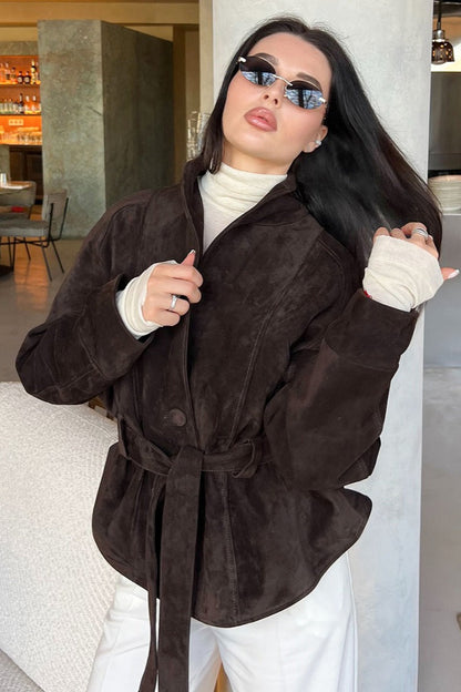 Chaqueta de gamuza vintage de manga larga
