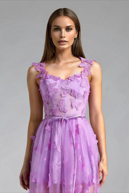 Vestido de fiesta mariposa de tirantes finos