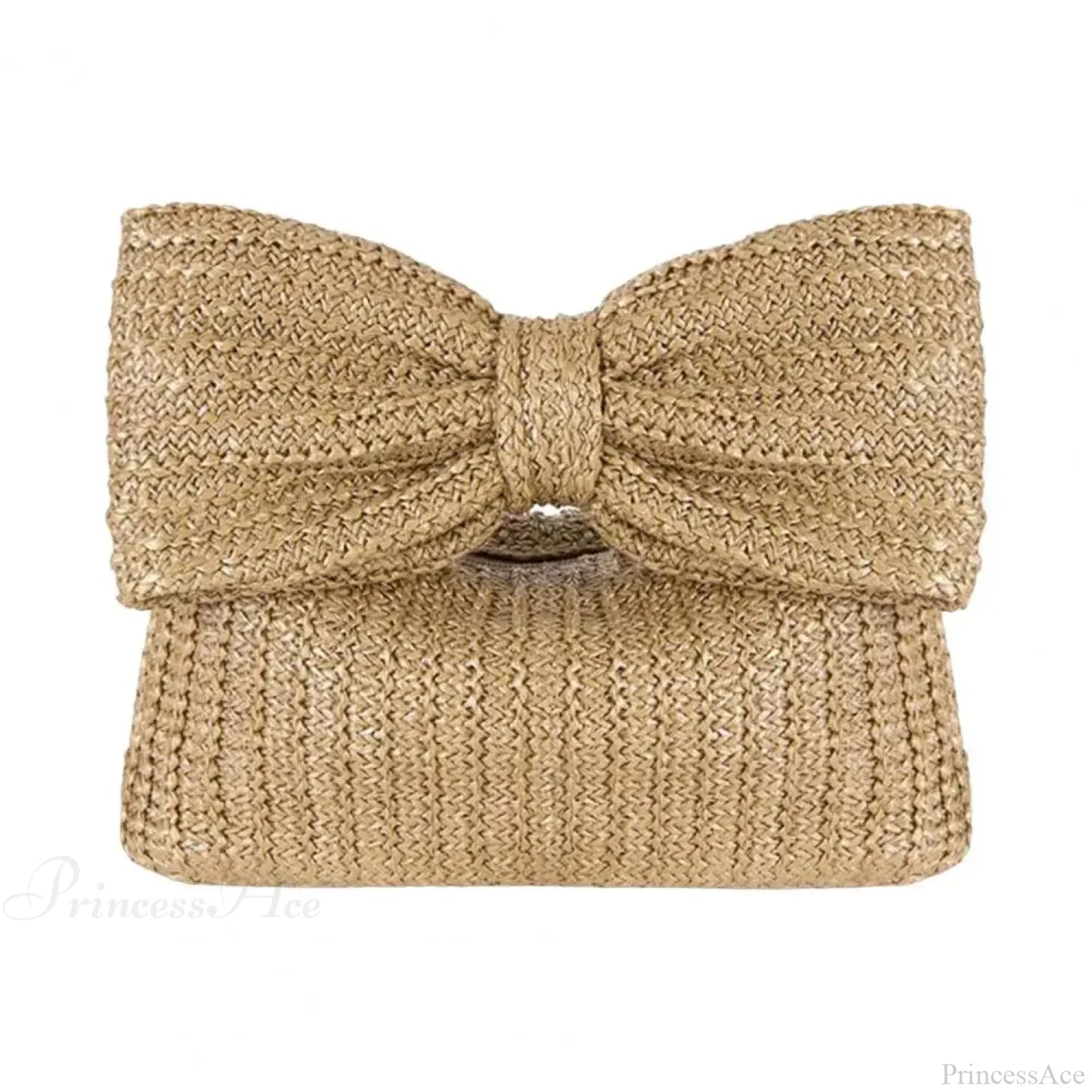 Beach Bow Crescent Shape Straw Clutch Wristlet
