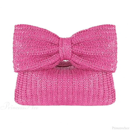 Beach Bow Crescent Shape Straw Clutch Wristlet