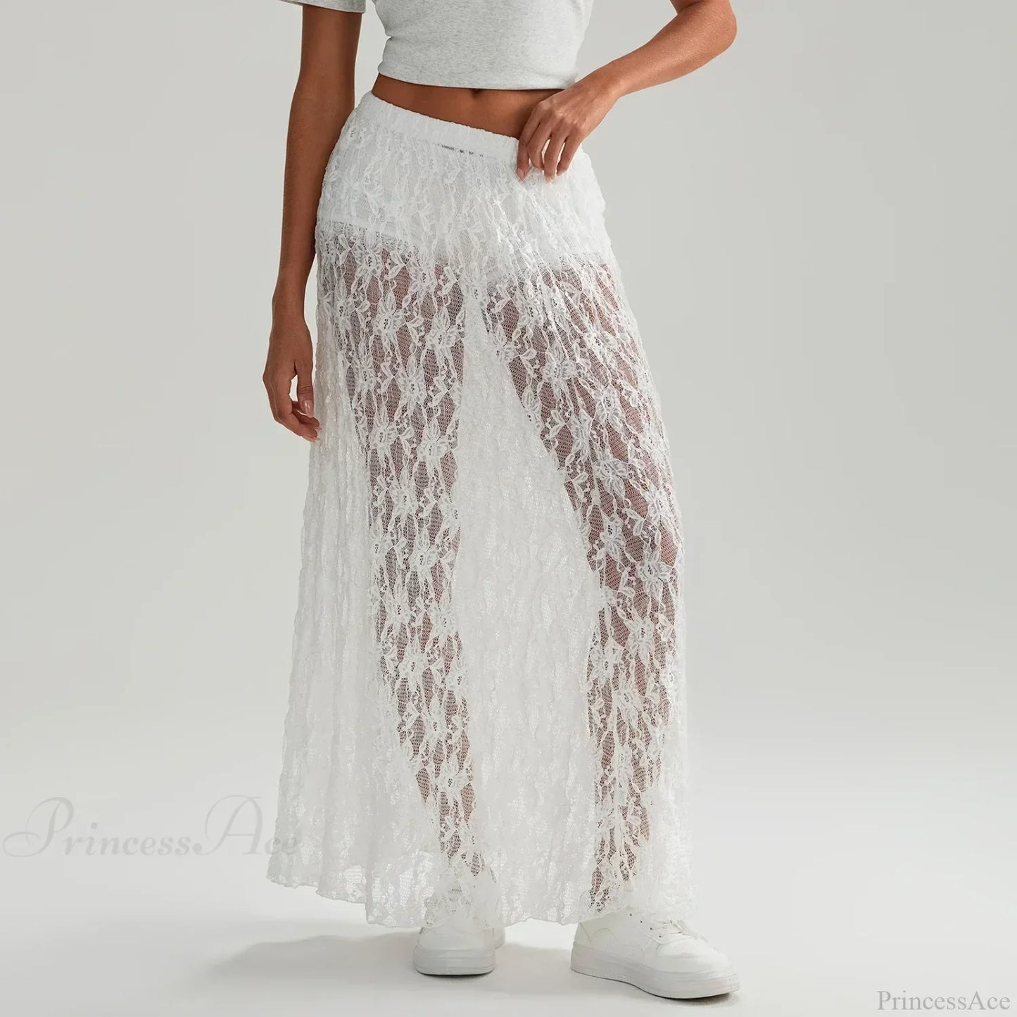 Beachwear Floral Lace Lotus Edge Perspective Long Skirt