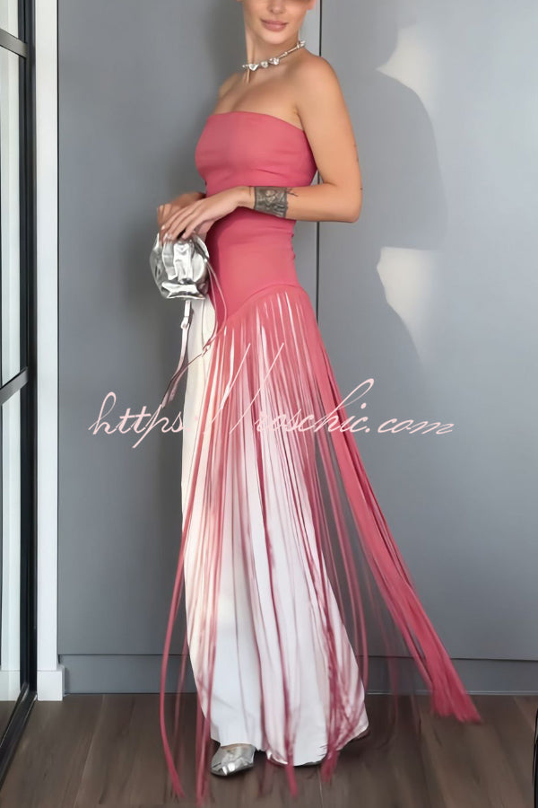Stylish Sleeveless Off-shoulder Slim-fit Long Tassel Top