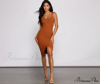 Better In Basics Charming Ribbed Knit Sweater Dress
