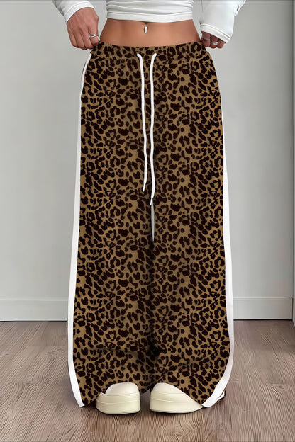 Pantalones Casuales Empalmados con Estampado de Leopardo