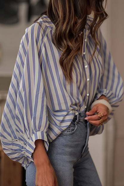 Blusa holgada informal de manga larga a rayas