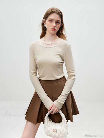 Big U - shaped Collar Slim Simple Basic Sweater
