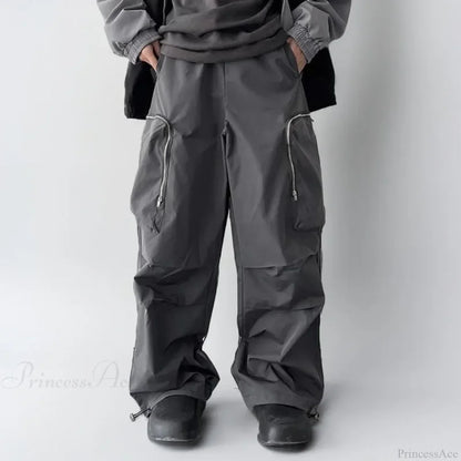Black Baggy Cargo Streetwear Pants
