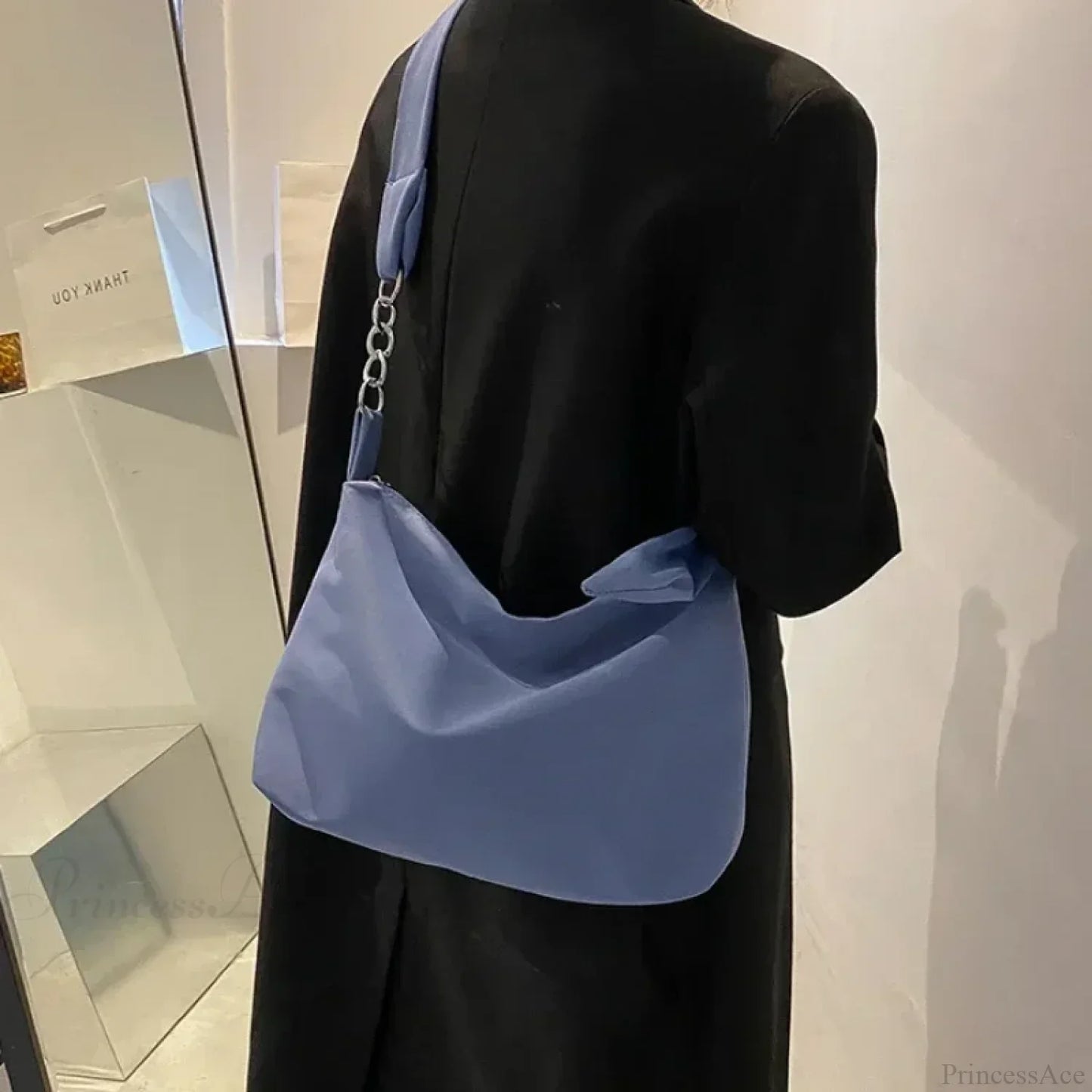 Black Crossbody Shoulder Bag with Chain