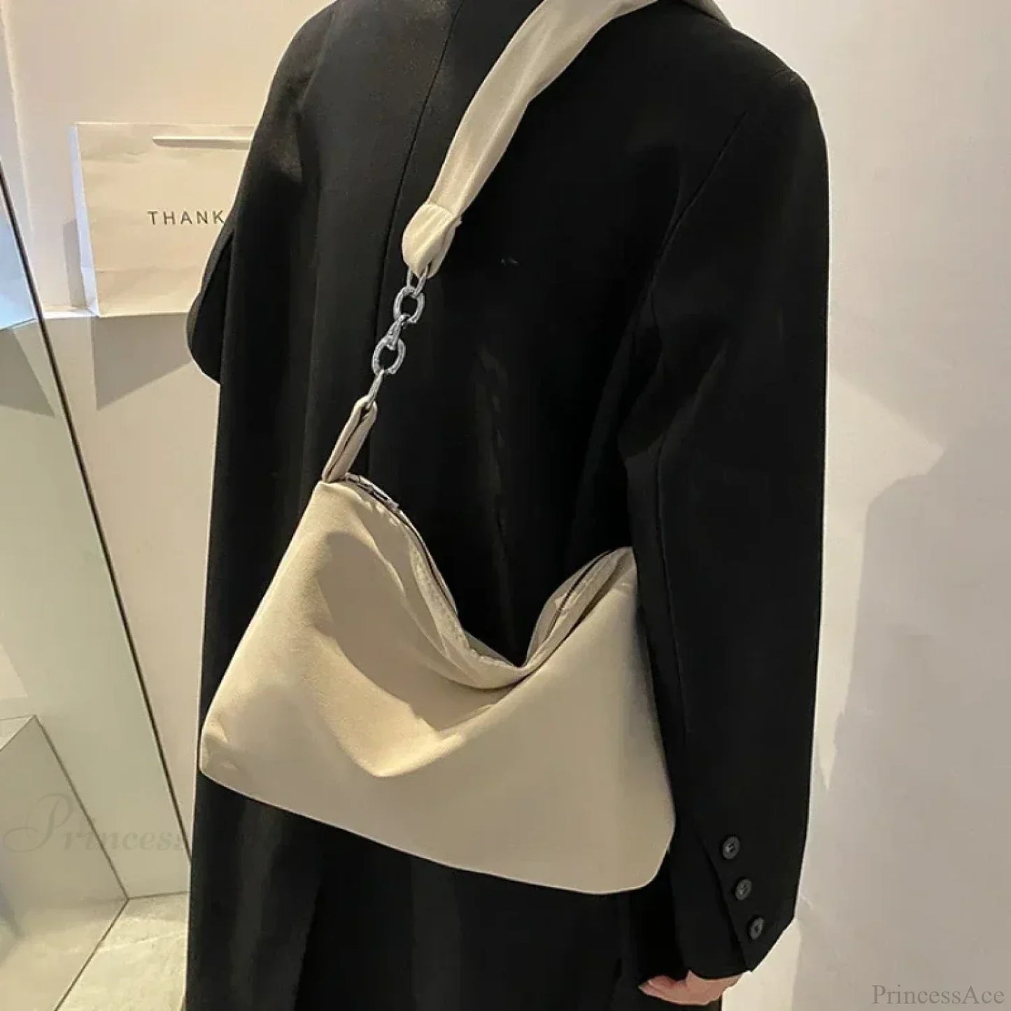 Black Crossbody Shoulder Bag with Chain