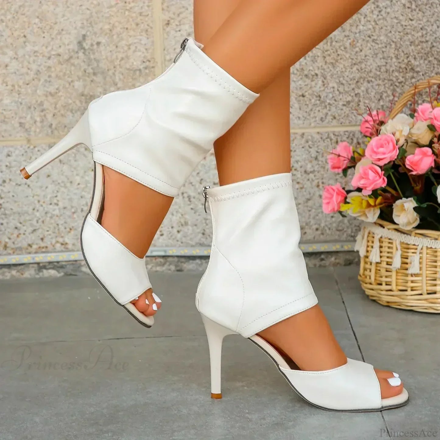 Black Flock Platform 14CM Thin Heel Round Head Shallow Mouth Slip-on Party Pumps High Heel