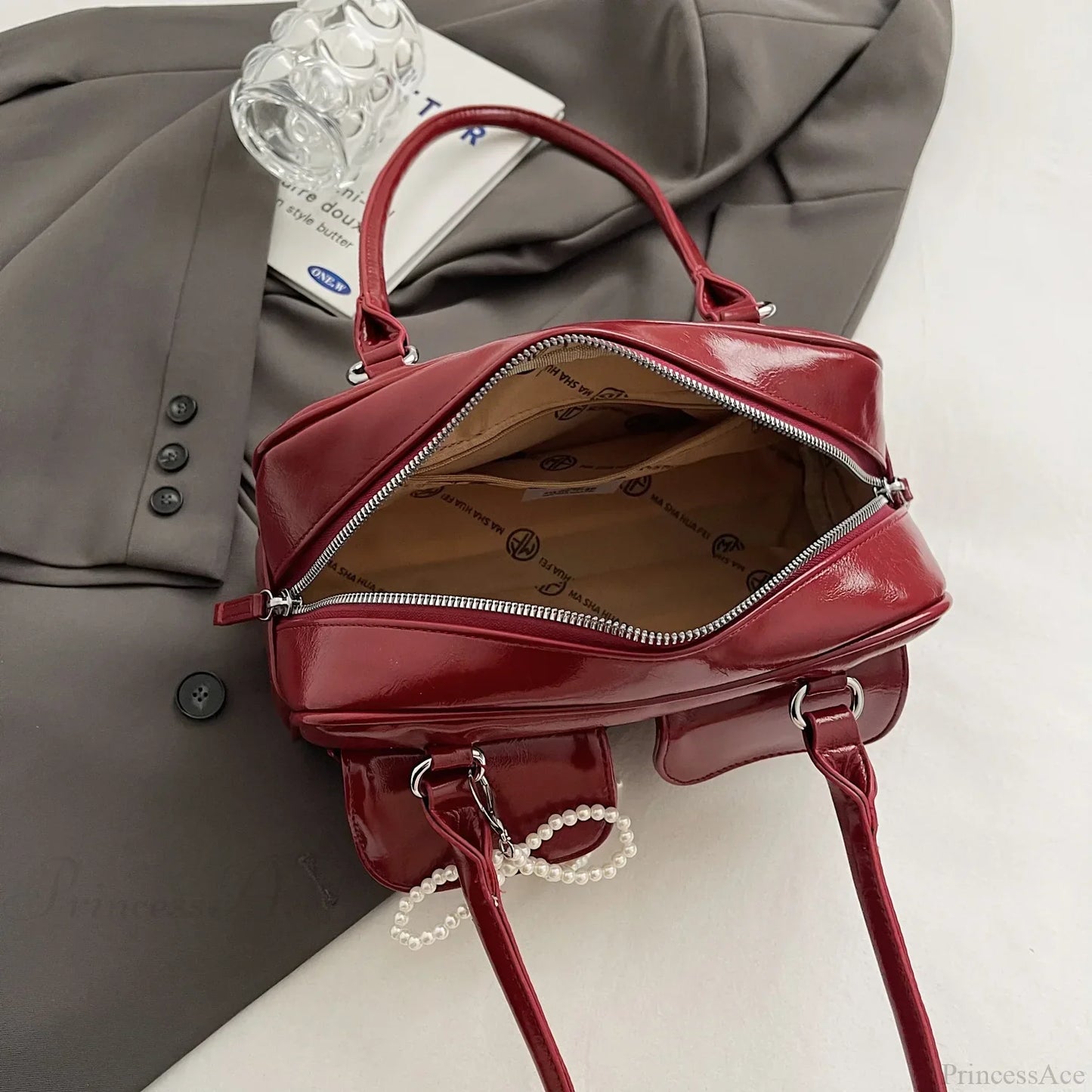 Black PU Leather Casual Shoulder Bag