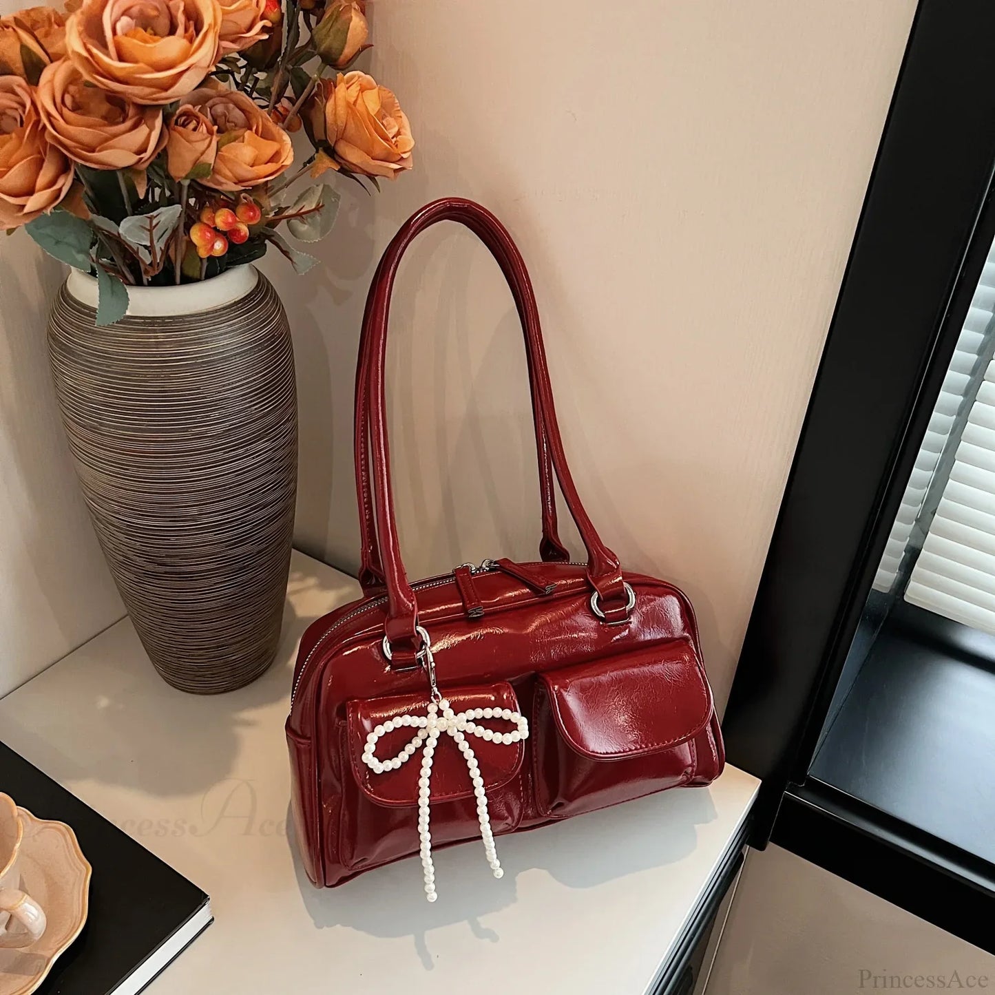 Black PU Leather Casual Shoulder Bag