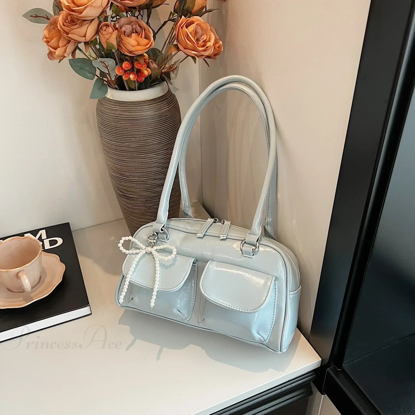 Black PU Leather Casual Shoulder Bag