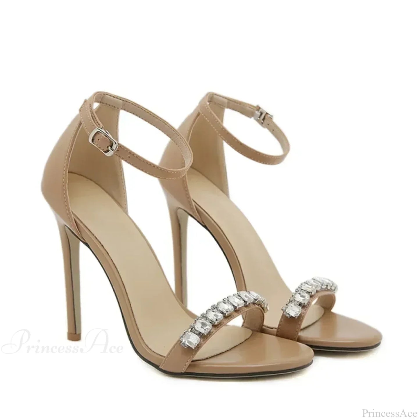 Black Sexy Open Toe Rhinestone Band SandalsBuckle Strap Cover Heeled Pumps Stiletto Wedding High Heel