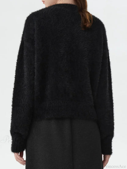 Black White Contrast Dalmatian Embroidered Sweater