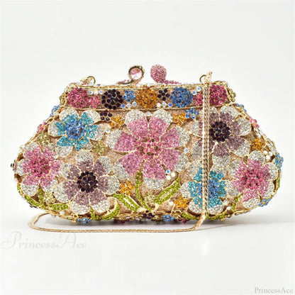 Bling Crystal Bridal Wedding Flower Diamond Clutch Bag