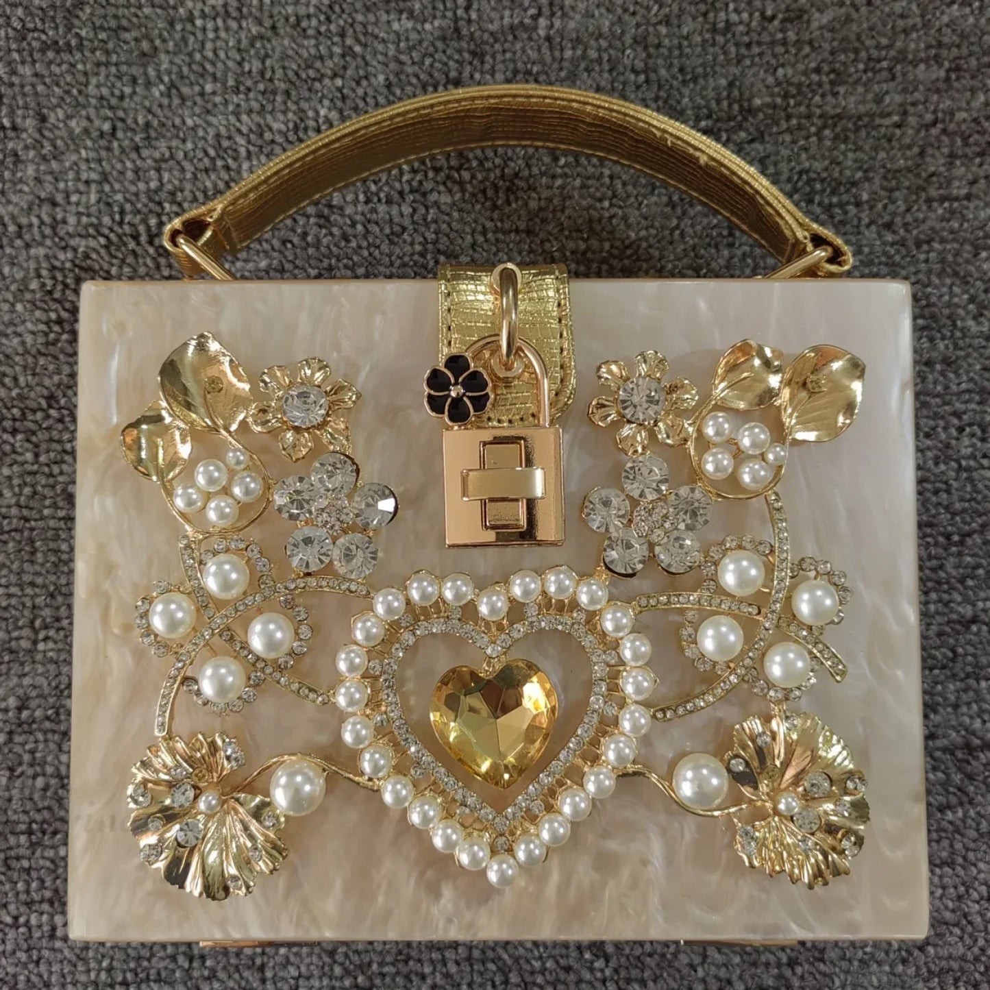 Bling Sequined Heart Evening Clutch Bag