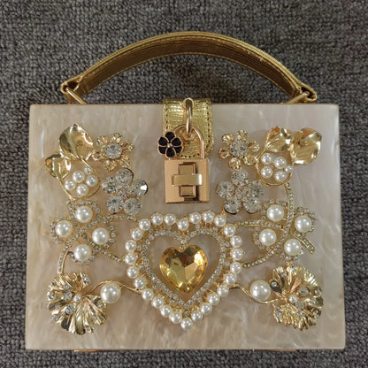 Bling Sequined Heart Evening Clutch Bag
