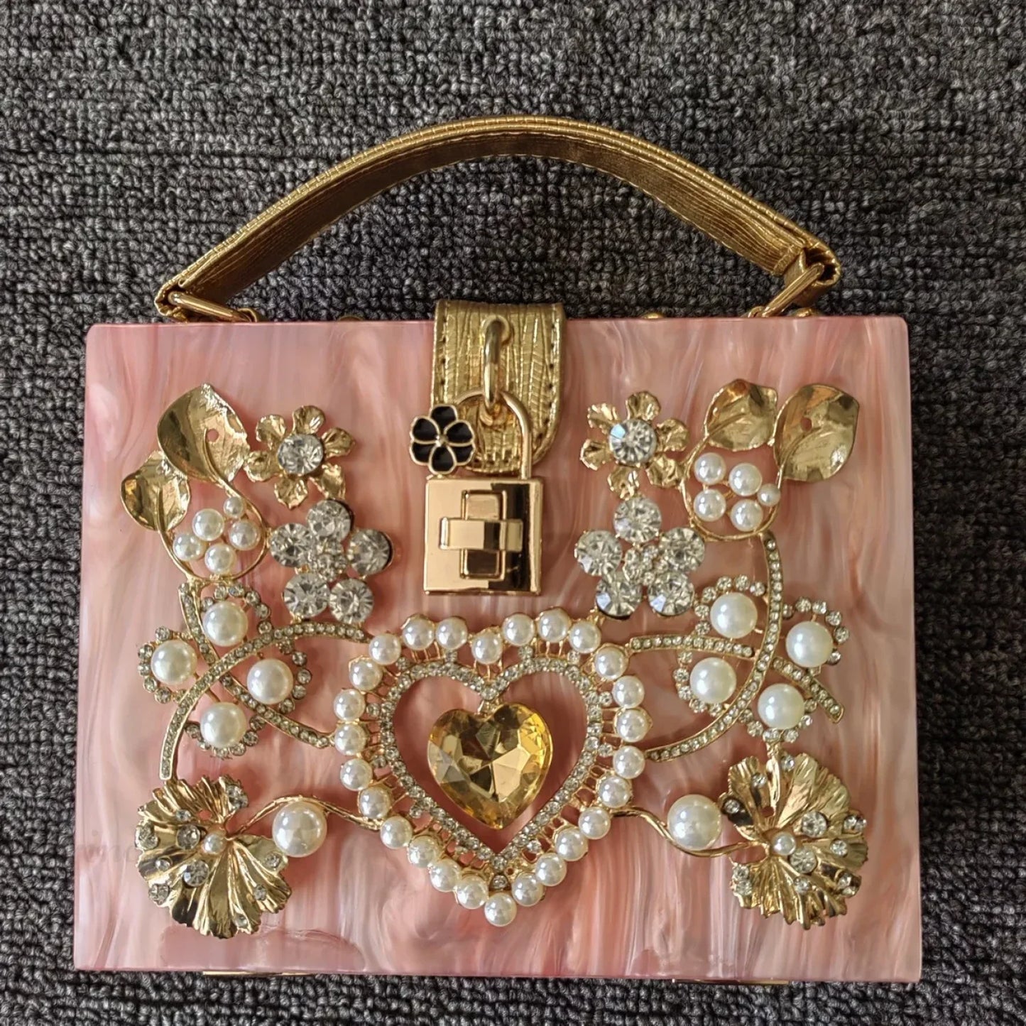 Bling Sequined Heart Evening Clutch Bag