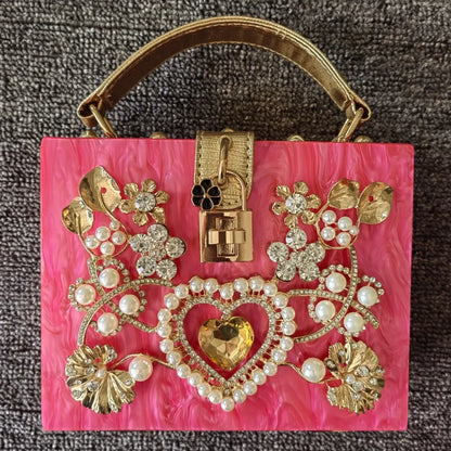 Bling Sequined Heart Evening Clutch Bag