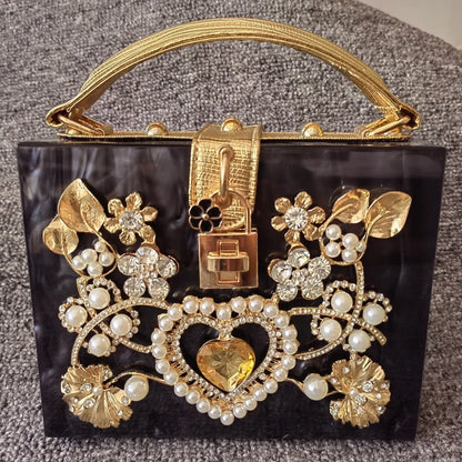 Bling Sequined Heart Evening Clutch Bag