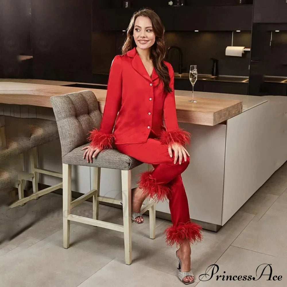 Feather Top Casual Tracksuit Set