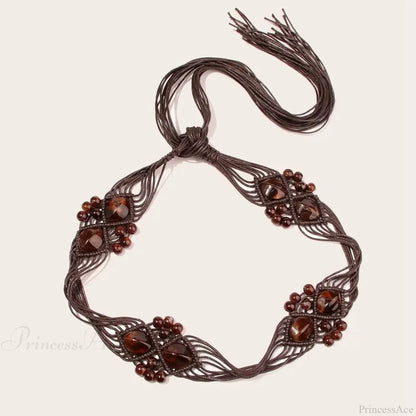 Bohemian Dark Beach Plaited Waist Cord Belt