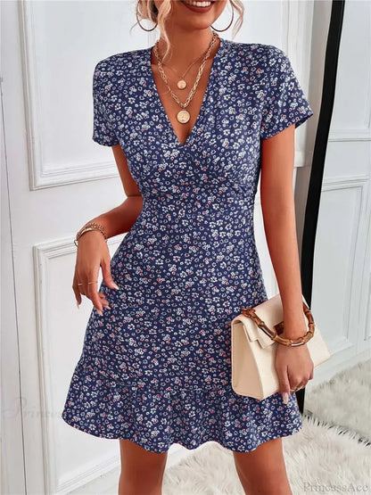 Bohemian Flower Summer Short Women Boho Dress